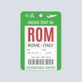 Rome Luggage tag. Airport baggage ticket. Travel label. Vector illustration
